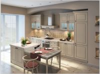 Thermofoil Classic Kitchen Cabinet, PVC European Style Kitchen Cabinetry