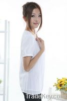 2012short sleeve scoop neckline ruffled fashion blouse