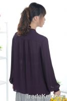 2012 long balloon sleeve scoop neckline ruffled blouse