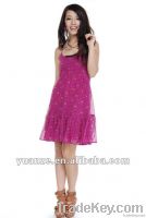 2012halter neck ruffle hem print fashion dress