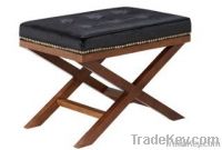 Low Price Leather Oak Ottoman