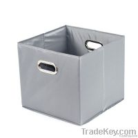 Folding storage drawer metal handle polyester 210d cardboard gray