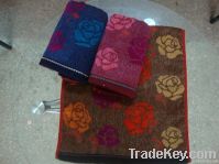 Deep Color Flowel Design Jacquard Towel