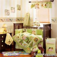 unisex green yellow monkey cheap baby bedding brib set