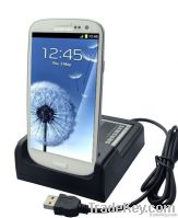 Desktop USB Sync Dock Cradle Dual Charger For Galaxy Note N7000 I9220