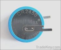 CR2450 Button-cell, Lithium Battery with Straight Tabs