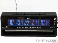 LCD Car Clock with double color and thermometer &amp; car voltage