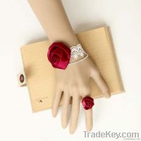 Charming Rose Ring with White Lace Bracelets