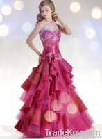 Beading Ruffle Sash Floor Length Quinceanera Prom Dresses