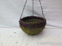 outdoor hanging basket, moss hanging basket, woven hanging baskt