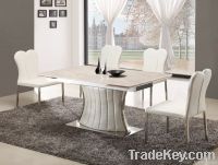 stainless steel marble top extendable dining table