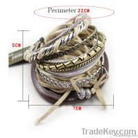 leather&alloy multilayer bracelet