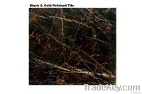 Black & Gold Decorative Fancy Floor Tiles 