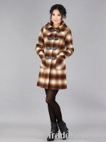 Lady Fashion High Quality Check Wool Coat