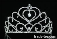 Bridal Wedding Heart Sparkling Crystal Tall Tiara CT1274