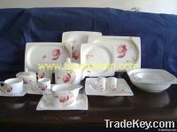 73pcs square fine bone china dinnerware