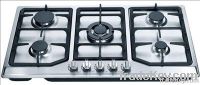 5 burners black glass gas hob