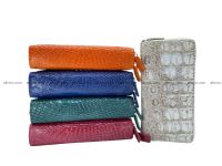 Crocodile skin wallet with 2zip, clutch with 2 zip