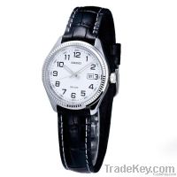 Genuine Lady's Leather Watch White Round Analogue Dial Bracelet