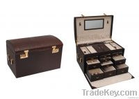 Big Dark Brown Croco PU Leather Portable Jewelry Case