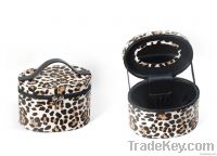 Brown Leopard PU Leather Portable Comestic Case