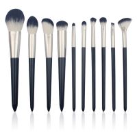10-Piece Ocean Wave Makeup Brush Set - Synthetic Bristle Foundation, Blush & Eyeshadow Tools with Iridescent Handles