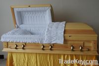 american style cremation wooden casket with metal handles