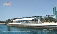 alluminum frame clear span tent with glass sidewalls and sandwich panel