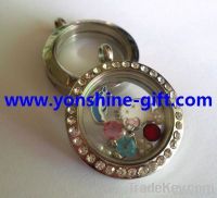 30MM Round Shaped Floating Locket With Or Without Rhinestones