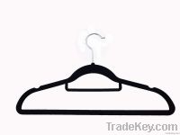 velvet flocked hanger with curved design & tie bar