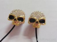 Skull earphone Diamond Crystal earphones Metal headphone