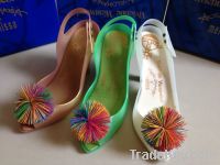 Women Jelly Heels Colorful Ball Plastic Shoes Open toe