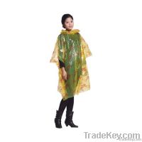 Disposable  Adult Emergency Rain Poncho Full Printed