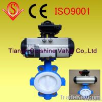 Pneumatic corrosion resistant  PTFE full lined butterfly valve