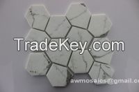 White Carrara Recycle Glass Mosaic for Bathroom