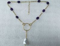 Passionate Necklace---Amethyst Baroque pearl Necklace