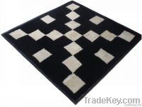 sheepskin fur rug with leather frame