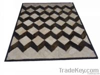 3D sheepskin fur rug with leather frame