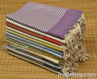 Flat lurex fouta luxury towels striped with silver or gold