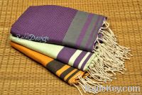 Waffle Weave Tri-striped Fouta Hammam Towels Pestemal Towel