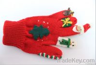 Red Christmas knit glove, winter warmly style