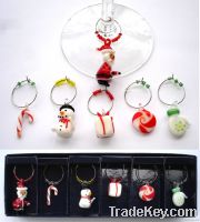 christmas glass wine charms, christmas holiday gifts-wine charms rings From China