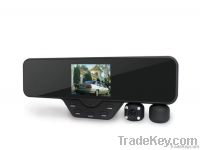 1080P dual lens rearview mirror camera car black box dvr w/ HDMI out