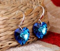 Blue Crystal Ear Stude, 925 Silver