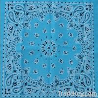 100% polyester fabric lt blue paisley bandan