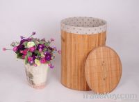 Folding bamboo laundry basket