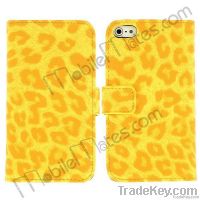 Leopard Case Folio Stand Leather Cover for iPhone 5