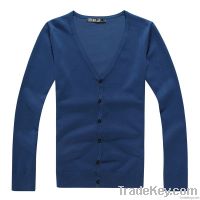 Solid color cotton mens cardigan sweater