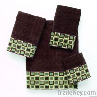 100% Cotton Plain Towel With Printed Border
