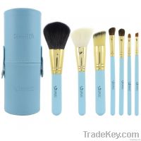 Protable Blue Cylinder with 7PCS Brushes Fashion Brush Set